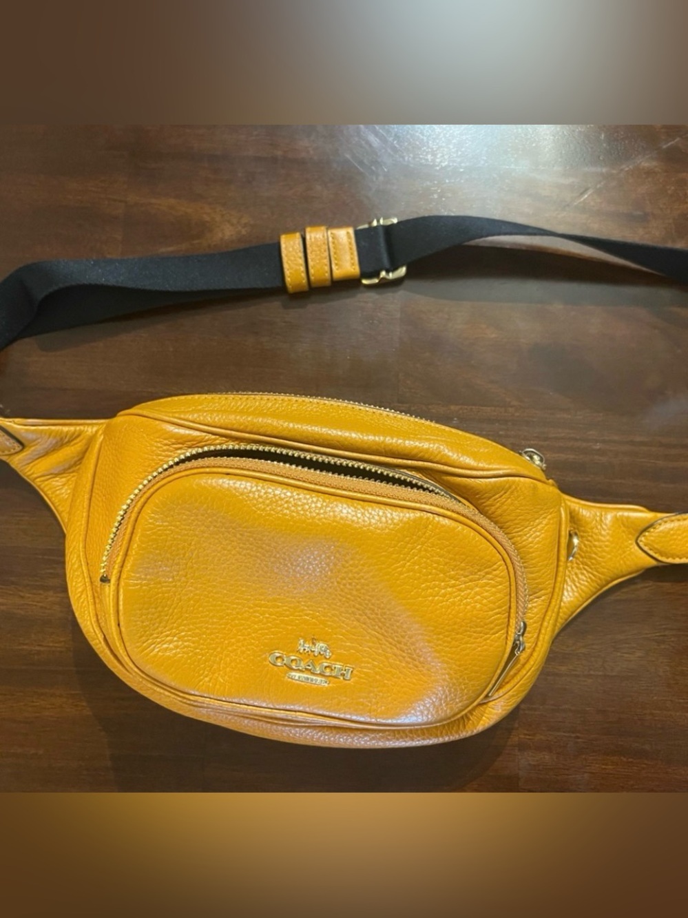 COACH Pebbled Leather Belt Bag Fanny Pack in Mustard Orange